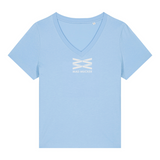 Lara Cotton V-Neck T-Shirt - Sky Blue